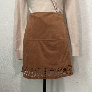 Faux suede tribal cut mini skirt